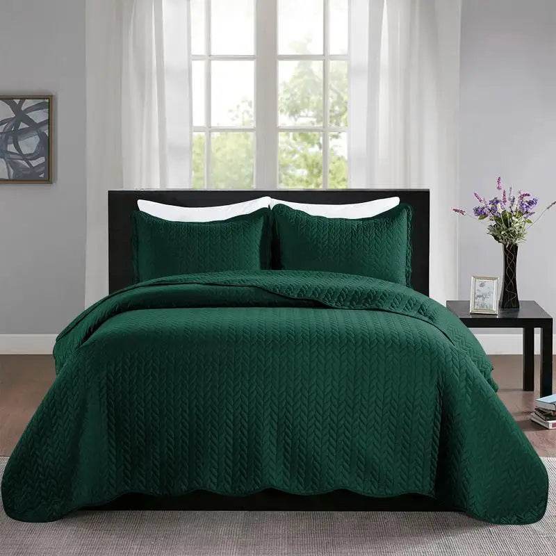 Imperial Homeware 3 Pcs Quilt Bedding Set Reversible Microfiber Coverlet with Pillow Shams case for Summer - Omega Lifestyles