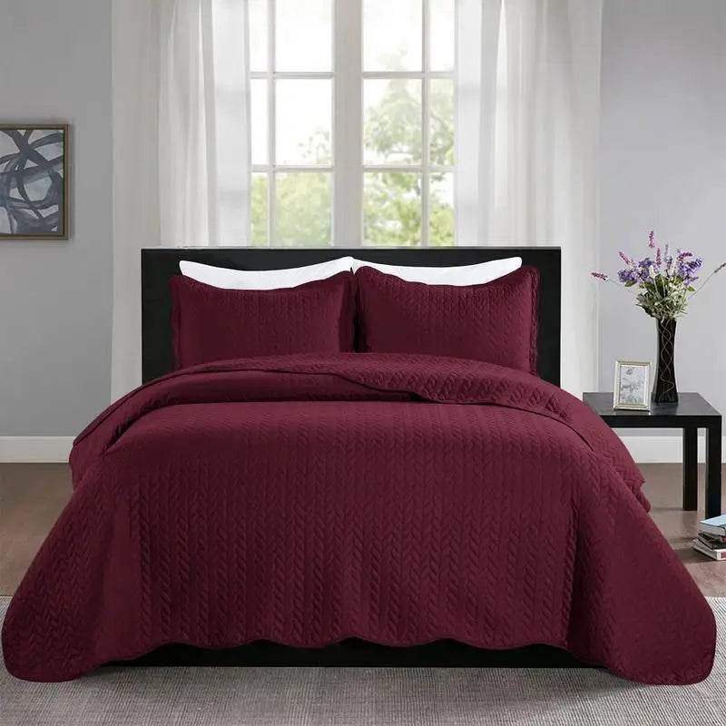 Imperial Homeware 3 Pcs Quilt Bedding Set Reversible Microfiber Coverlet with Pillow Shams case for Summer - Omega Lifestyles