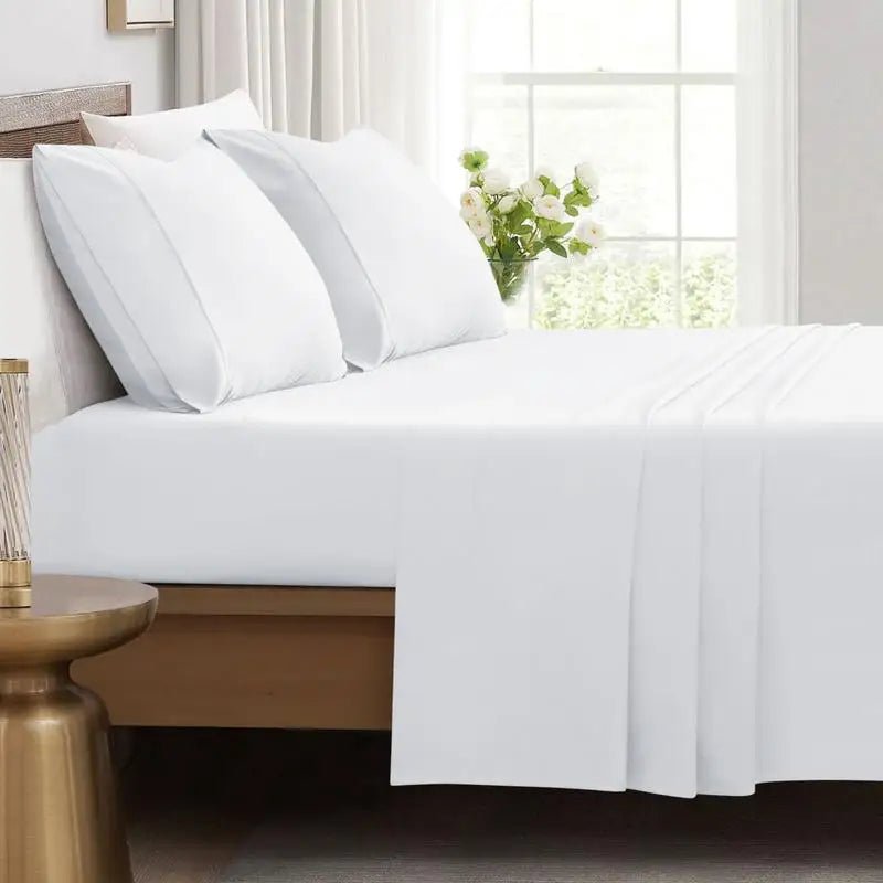 Imperial Homeware 4 pieces Sheet Set including Extra Deep Poket 16" Fitted Sheet Flat Sheet and Pillowcases Soft, Oeko Tex - Omega Lifestyles