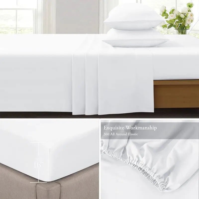 Imperial Homeware 4 pieces Sheet Set including Extra Deep Poket 16" Fitted Sheet Flat Sheet and Pillowcases Soft, Oeko Tex - Omega Lifestyles