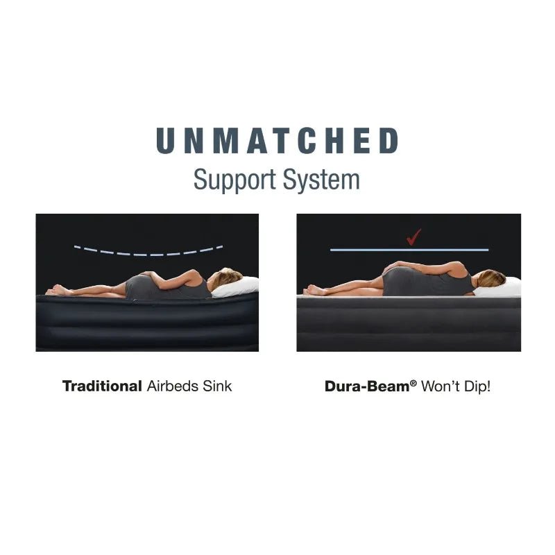 Intex Headboard 18" Queen Dura - Beam Deluxe Raised Air Bed Mattress with Built - in Pump - Sleep Galleria - Sleep Galleria