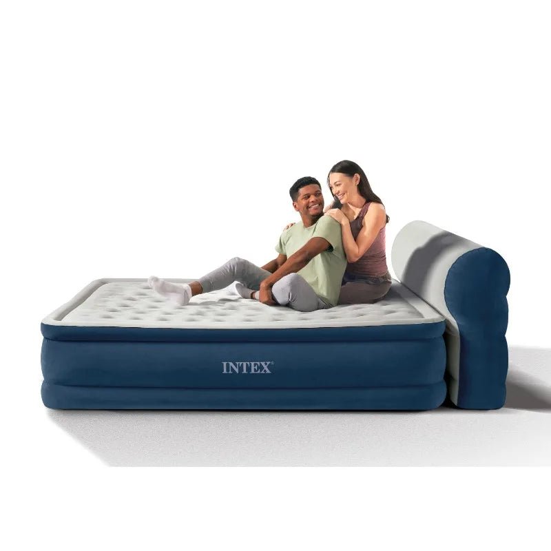 Intex Headboard 18" Queen Dura - Beam Deluxe Raised Air Bed Mattress with Built - in Pump - Sleep Galleria - Sleep Galleria