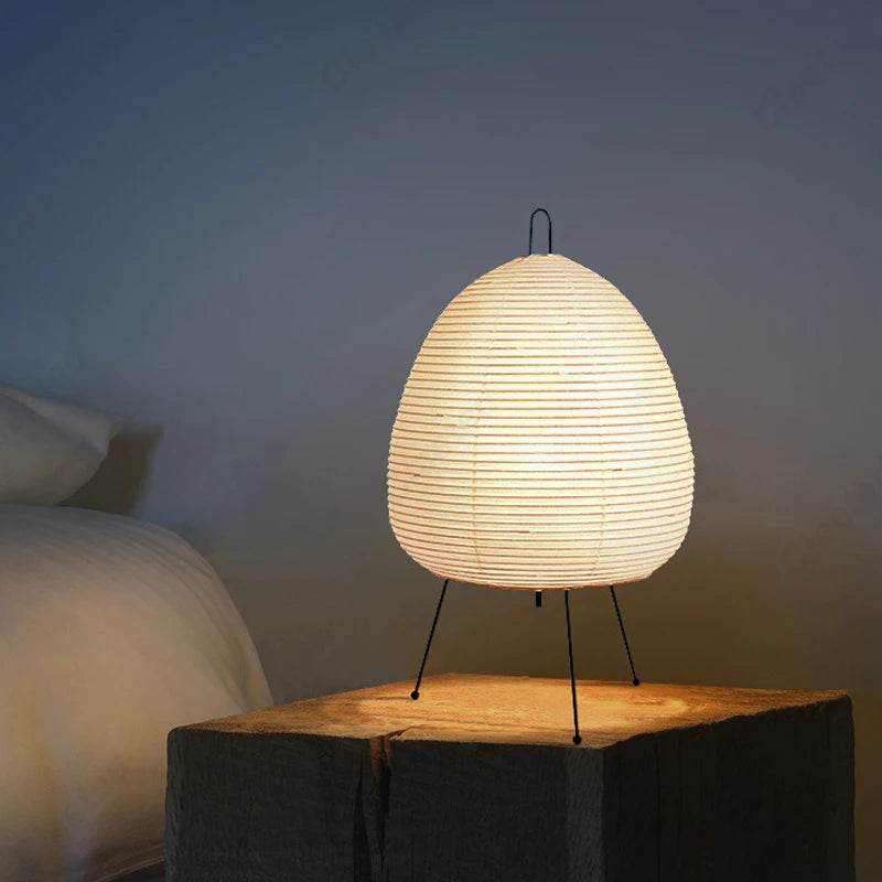 Japanese Design Paper Table Lamp Tripod Rice Paper Table Lamp Japanese Style Lantern Lamp Led Desk Lamp for Bedroom - Sleep Galleria