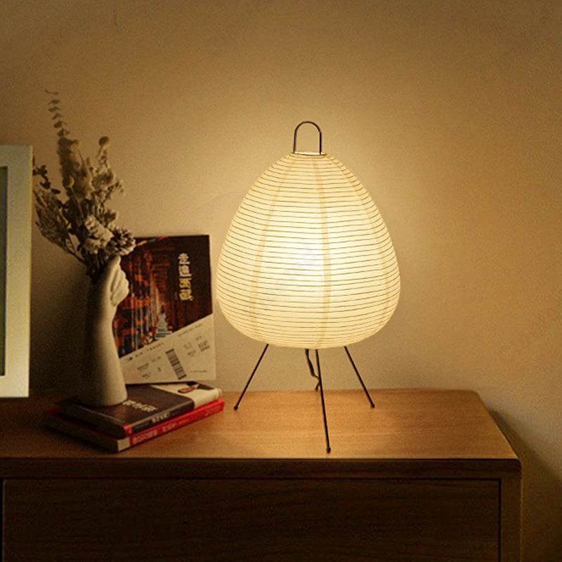 Japanese Design Paper Table Lamp Tripod Rice Paper Table Lamp Japanese Style Lantern Lamp Led Desk Lamp for Bedroom - Sleep Galleria