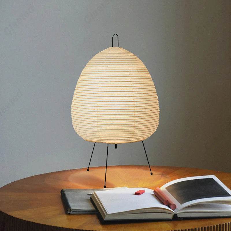 Japanese Design Paper Table Lamp Tripod Rice Paper Table Lamp Japanese Style Lantern Lamp Led Desk Lamp for Bedroom - Sleep Galleria