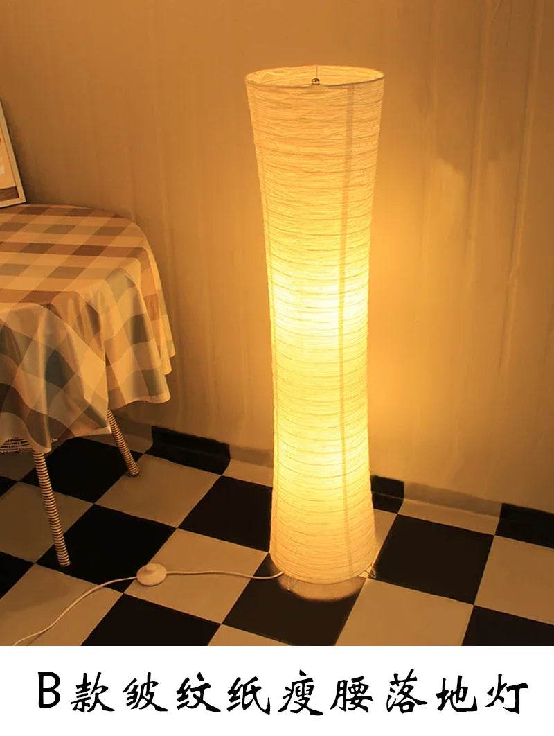 Japanese-style Paper Lampshade Floor Lamp Nordic Minimalist Paper Standing Lamp Bedside Bedroom Study Living Room Lampara Led - Sleep Galleria