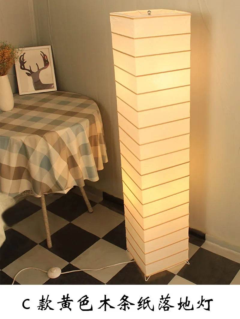 Japanese-style Paper Lampshade Floor Lamp Nordic Minimalist Paper Standing Lamp Bedside Bedroom Study Living Room Lampara Led - Sleep Galleria