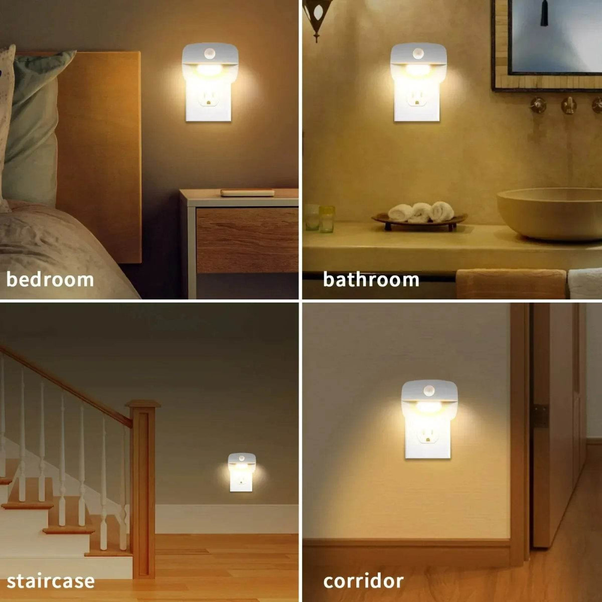 LED Night Light With Motion Sensor EU US Plug Lamps Wall Night Lamp Dimmable Bedroom Toilet Hallway Kitchen Kids Night Lights - Omega Lifestyles