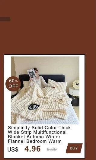 Light luxury Solid Color Multifunctional Rabbit Velvet Blanket Winter Thick Warm Flannel Used For Bedroom Living Room Blanket - Sleep Galleria