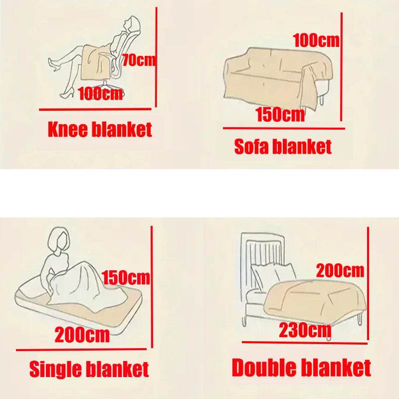 Light luxury Solid Color Multifunctional Rabbit Velvet Blanket Winter Thick Warm Flannel Used For Bedroom Living Room Blanket - Sleep Galleria