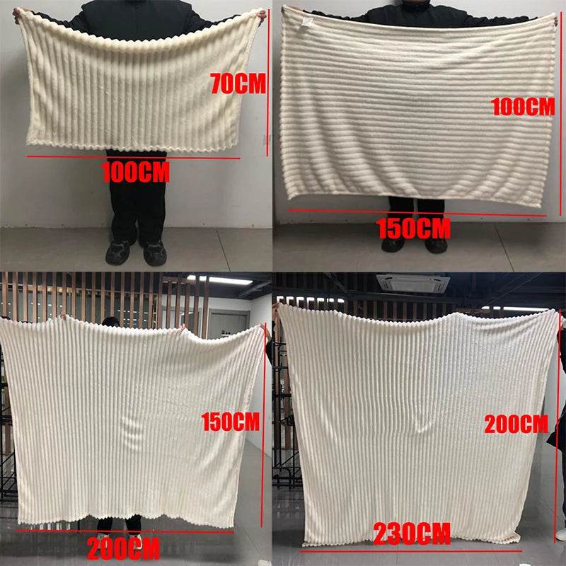 Light luxury Solid Color Multifunctional Rabbit Velvet Blanket Winter Thick Warm Flannel Used For Bedroom Living Room Blanket - Sleep Galleria