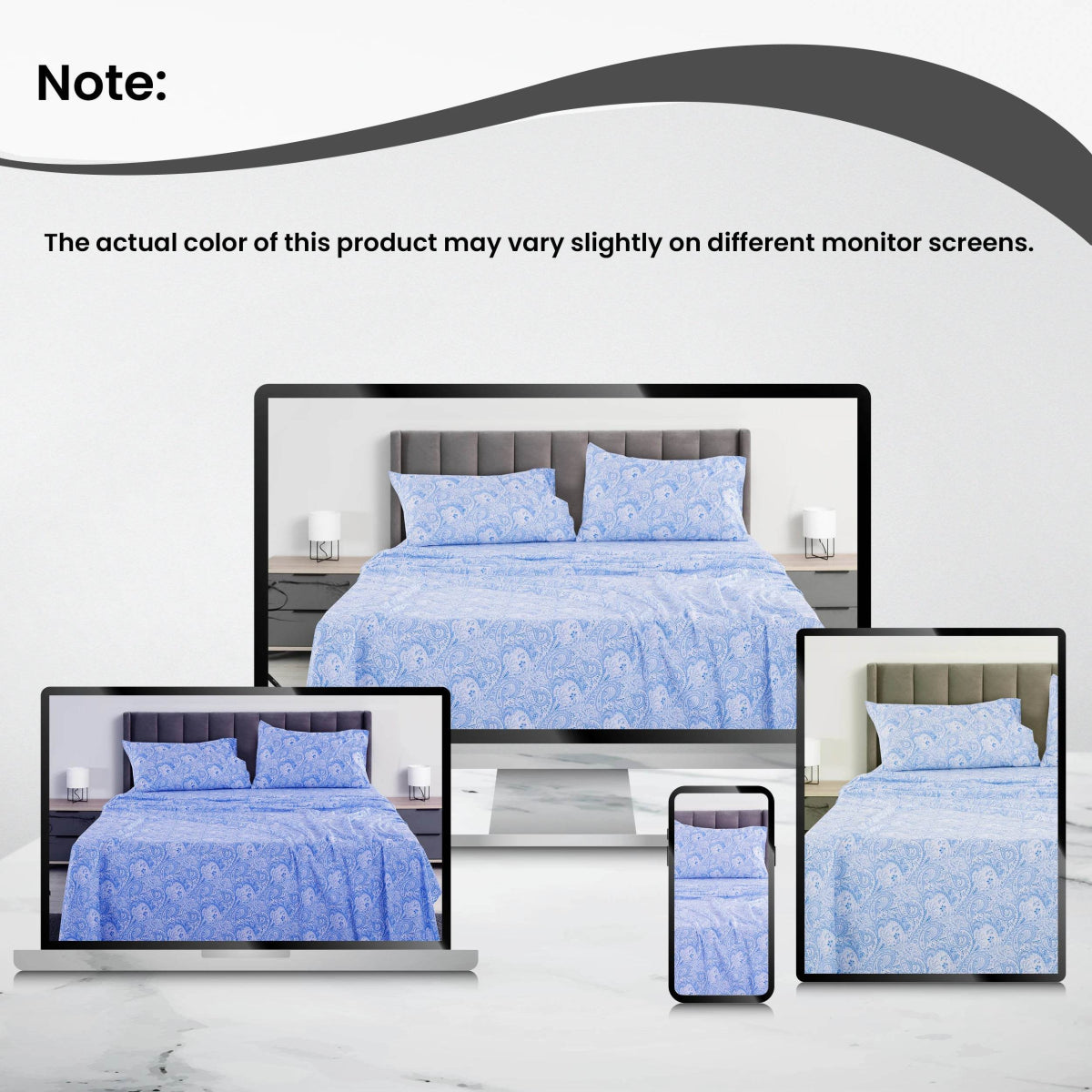 Lux Decor 6Pc Paisley Sheet Set, Soft Microfiber Wrinkle Free Sheets - Luxurious Printed Bed Sheets - Sleep Galleria