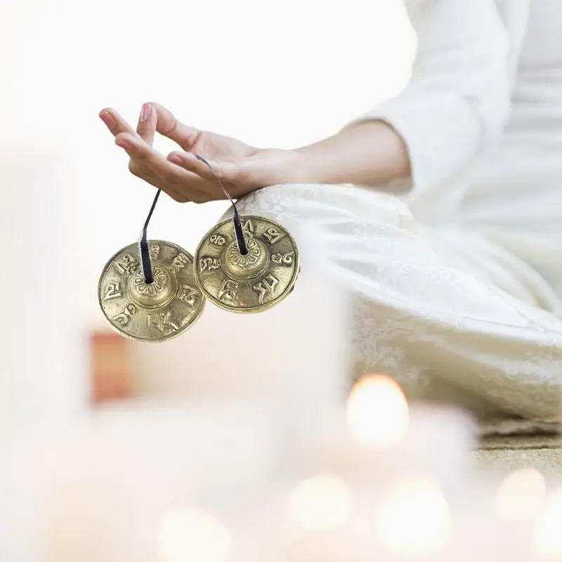Meditation Tibetan Chimes Tingsha Cymbals Musical Chimes With Tibetan Drawstring Meditation Decor Instruments For Your Room - Sleep Galleria