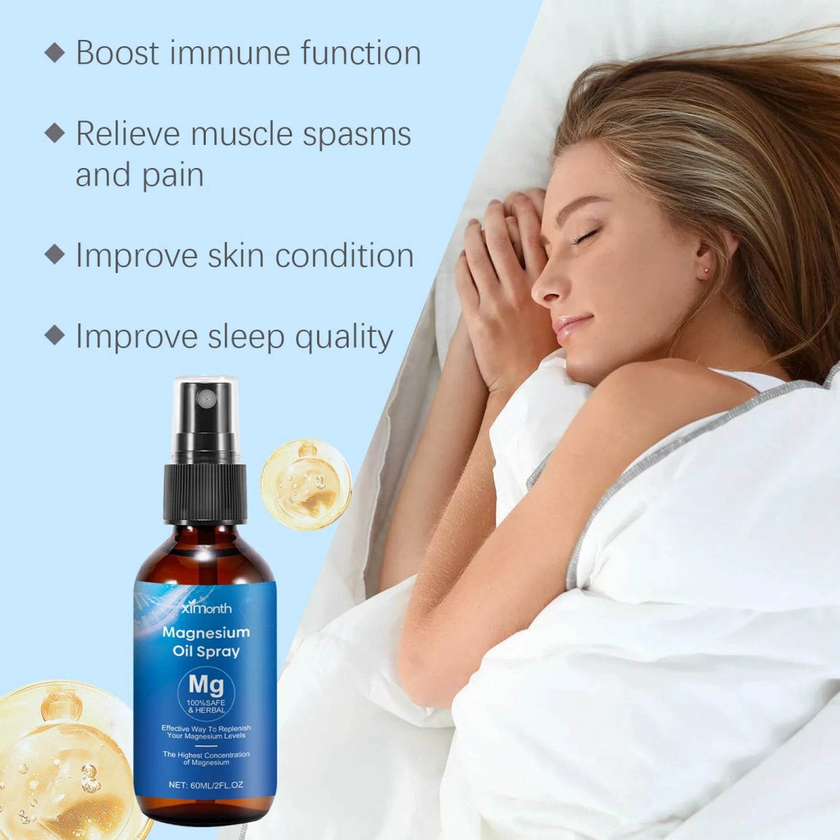 Natural Magnesium Sleeping Care Spray Improve Sleep Quality Relaxing Muscle Reduce Physical Fatigue Relief Stress Sleeping Spray - Sleep Galleria