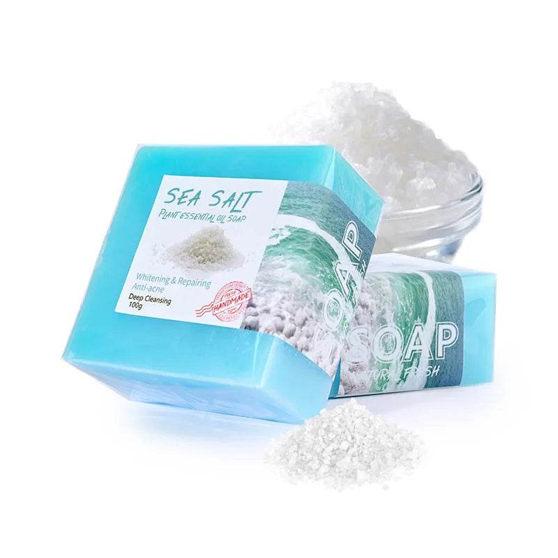 Natural sea salt soap, 3.5 oz each, for all skin types, organic goat milk, body/face/hand cleansing skin care products - Omega Lifestyles