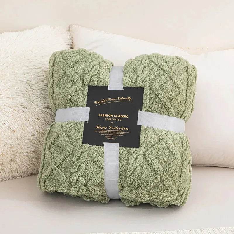 New Tafu Velvet Fleece Blankets Double sided Jacquard Geometric Pattern Thickened Blanket Cover Blanket Suitable for All Seasons - Sleep Galleria