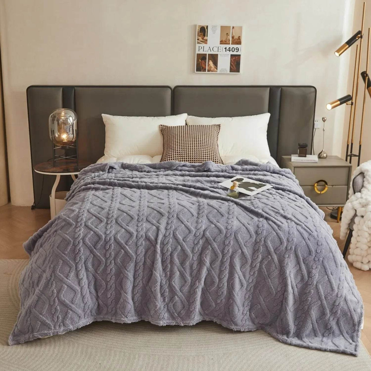 New Tafu Velvet Fleece Blankets Double sided Jacquard Geometric Pattern Thickened Blanket Cover Blanket Suitable for All Seasons - Sleep Galleria