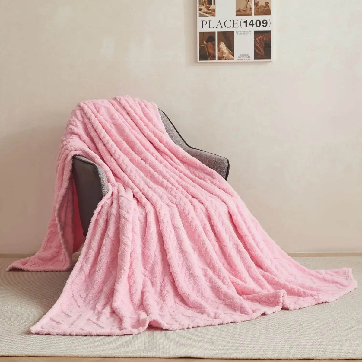 New Tafu Velvet Fleece Blankets Double sided Jacquard Geometric Pattern Thickened Blanket Cover Blanket Suitable for All Seasons - Sleep Galleria