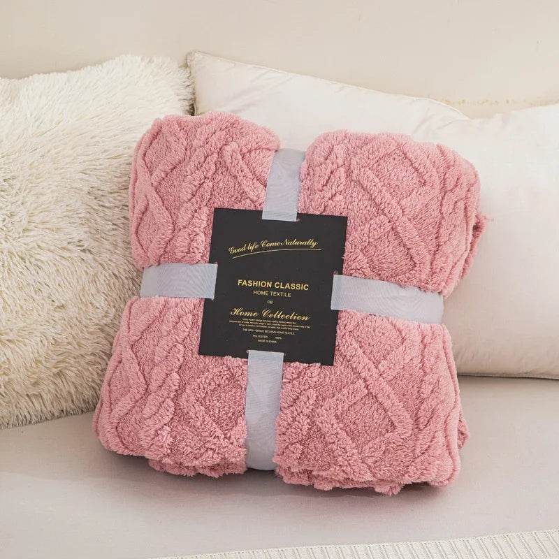 New Tafu Velvet Fleece Blankets Double sided Jacquard Geometric Pattern Thickened Blanket Cover Blanket Suitable for All Seasons - Sleep Galleria