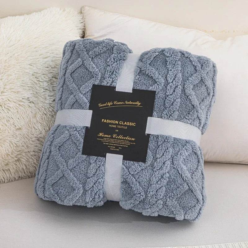 New Tafu Velvet Fleece Blankets Double sided Jacquard Geometric Pattern Thickened Blanket Cover Blanket Suitable for All Seasons - Sleep Galleria