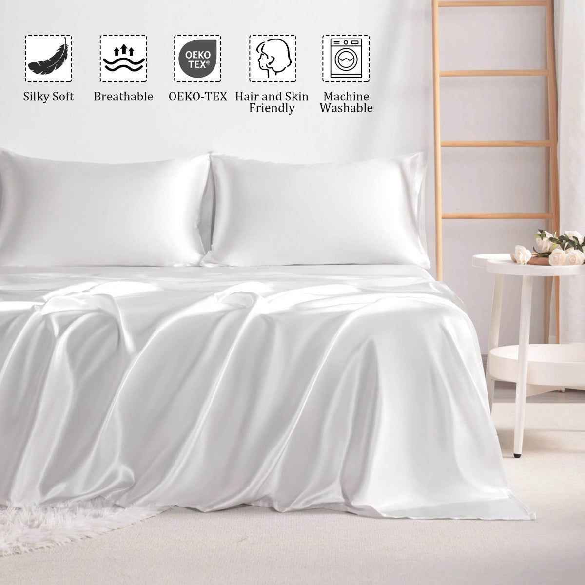 Ntbay 3 Pieces Silky Satin Cooling Bed Sheet Set, Ultra Soft and Cozy Bedding Cover Set, (Not Include Comforter and Pillow) - Sleep Galleria