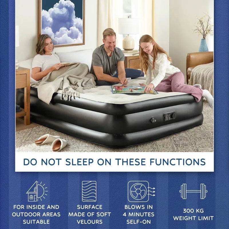 Ophanie Queen Air Mattress, 18-Inch Elevated Inflatable Bed with Built-in Pump, Puncture-Resistant, Quick Inflation/Deflation - Sleep Galleria