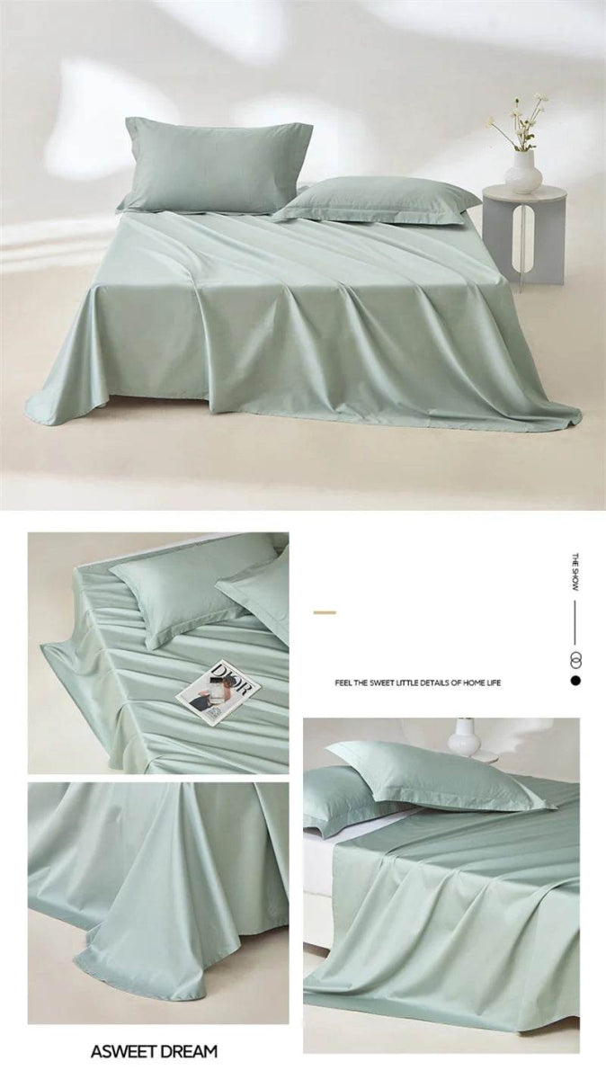 Organic 100% Egyptian Cotton Flat Sheet Solid Color Bed Sheets 800 Thread Count Bedding Sheet Bed Linen Single Queen King Size - Omega Lifestyles