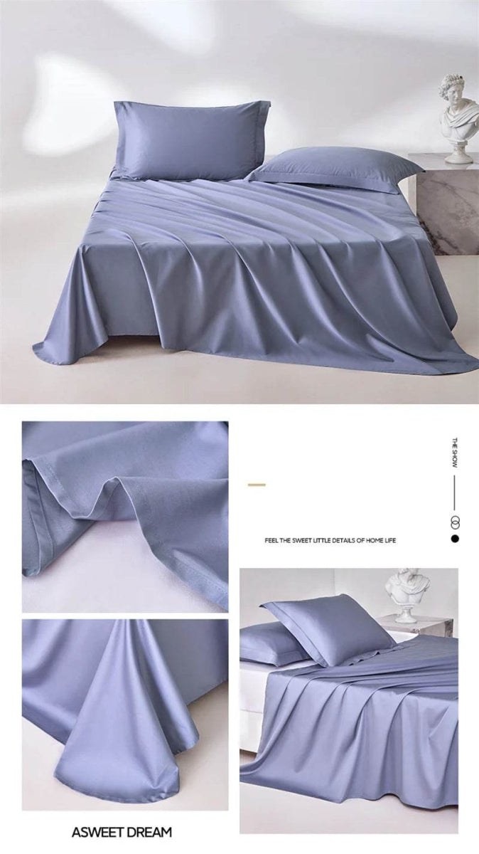 Organic 100% Egyptian Cotton Flat Sheet Solid Color Bed Sheets 800 Thread Count Bedding Sheet Bed Linen Single Queen King Size - Omega Lifestyles