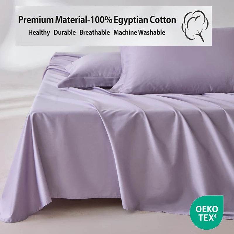 Organic 100% Egyptian Cotton Flat Sheet Solid Color Bed Sheets 800 Thread Count Bedding Sheet Bed Linen Single Queen King Size - Omega Lifestyles