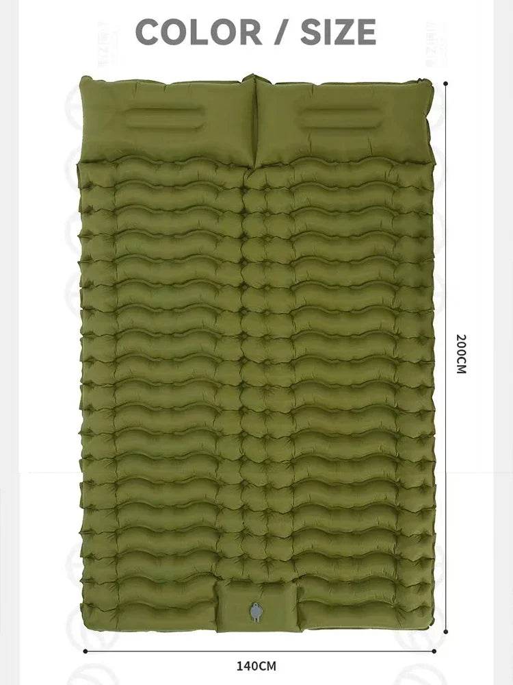Outdoor 2 Persons Travel Bed Air Mat Double Sleeping Pad for Camping Self-Inflating Mat Sleeping Mattress with Pillow for Hiking - Sleep Galleria