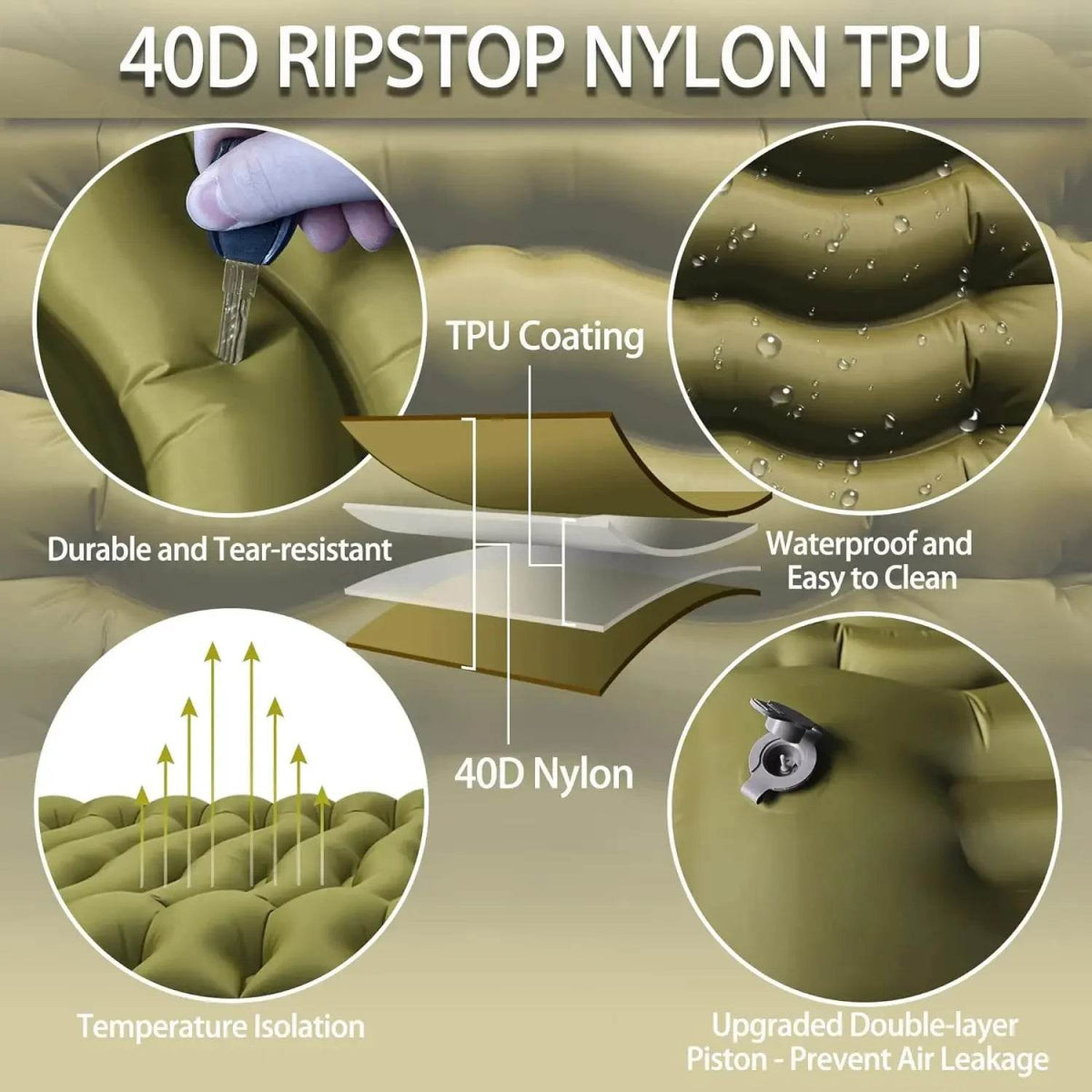 Outdoor 2 Persons Travel Bed Air Mat Double Sleeping Pad for Camping Self-Inflating Mat Sleeping Mattress with Pillow for Hiking - Sleep Galleria