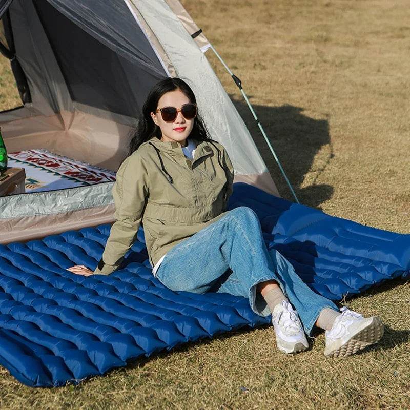 Outdoor 2 Persons Travel Bed Air Mat Double Sleeping Pad for Camping Self-Inflating Mat Sleeping Mattress with Pillow for Hiking - Sleep Galleria