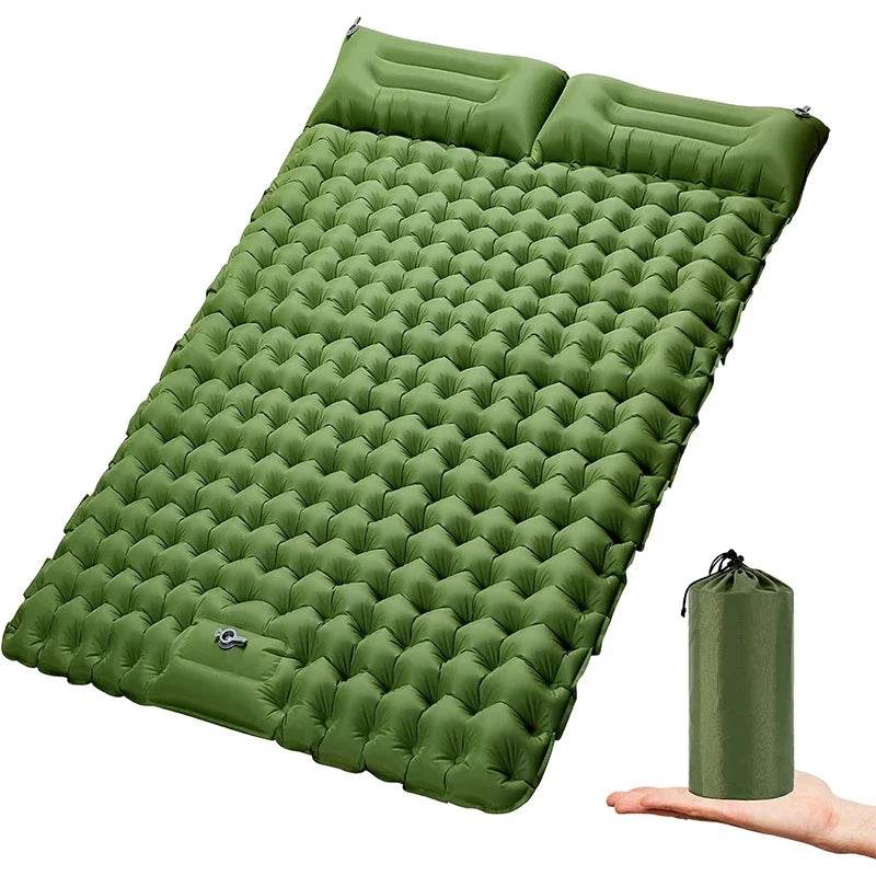 Outdoor 2 Persons Travel Bed Air Mat Double Sleeping Pad for Camping Self-Inflating Mat Sleeping Mattress with Pillow for Hiking - Sleep Galleria