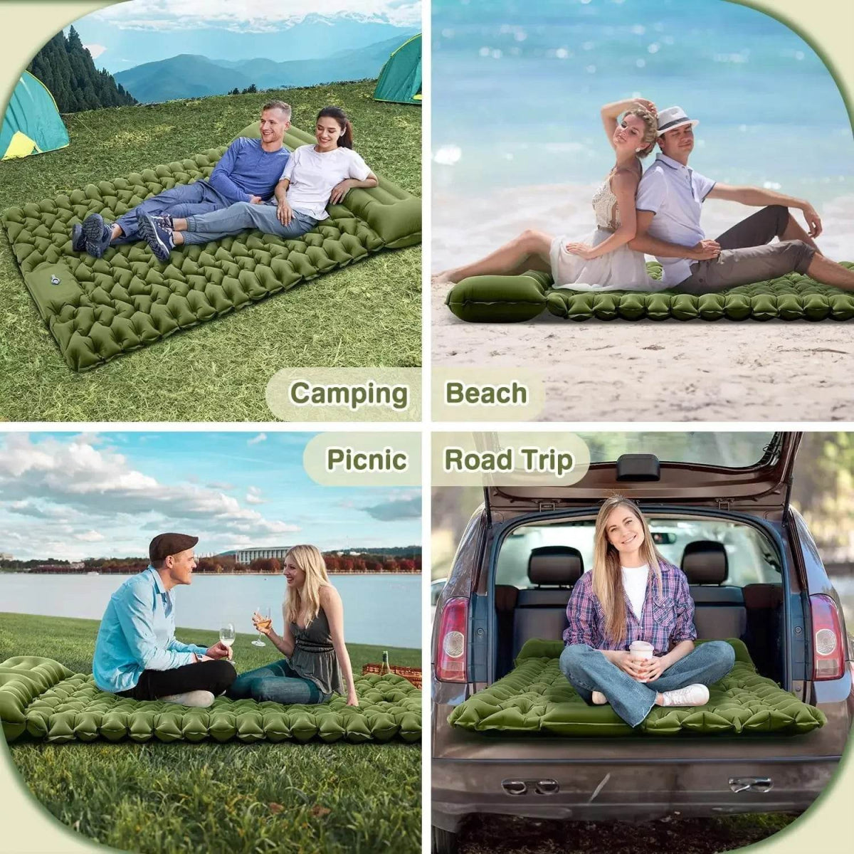 Outdoor 2 Persons Travel Bed Air Mat Double Sleeping Pad for Camping Self-Inflating Mat Sleeping Mattress with Pillow for Hiking - Sleep Galleria