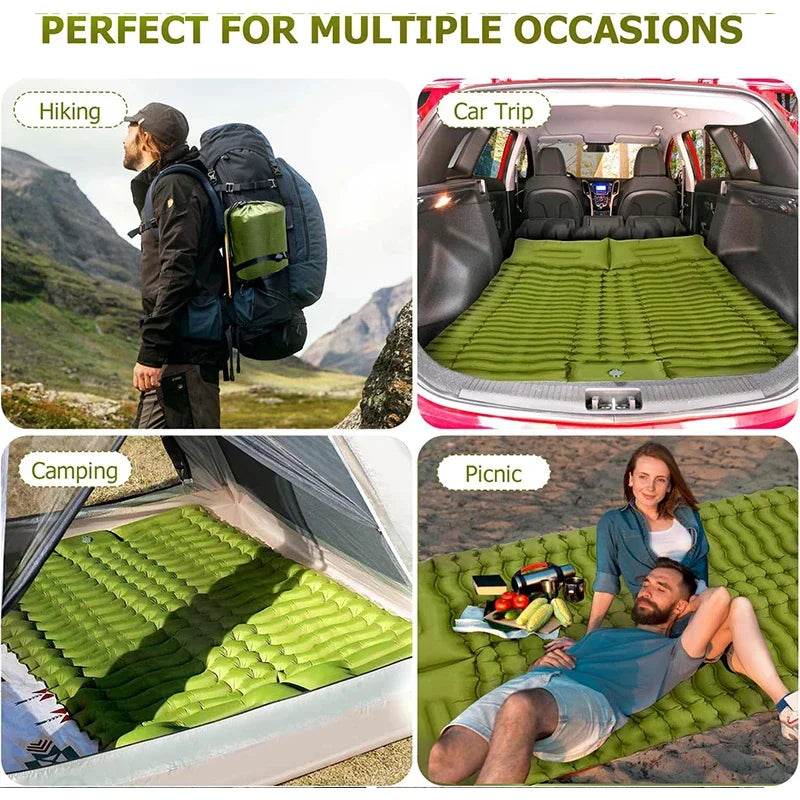 Outdoor 2 Persons Travel Bed Air Mat Double Sleeping Pad for Camping Self-Inflating Mat Sleeping Mattress with Pillow for Hiking - Sleep Galleria