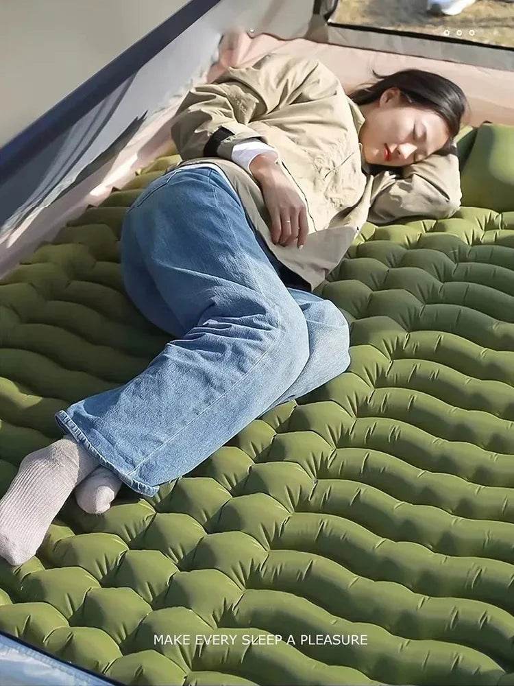 Outdoor 2 Persons Travel Bed Air Mat Double Sleeping Pad for Camping Self-Inflating Mat Sleeping Mattress with Pillow for Hiking - Sleep Galleria