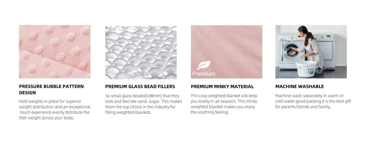 Pink Breathable Soft Minky Weighted Throw Blanket for All Season Single Double Couple Weighted Haveay Blanket with Glass Beads - Sleep Galleria