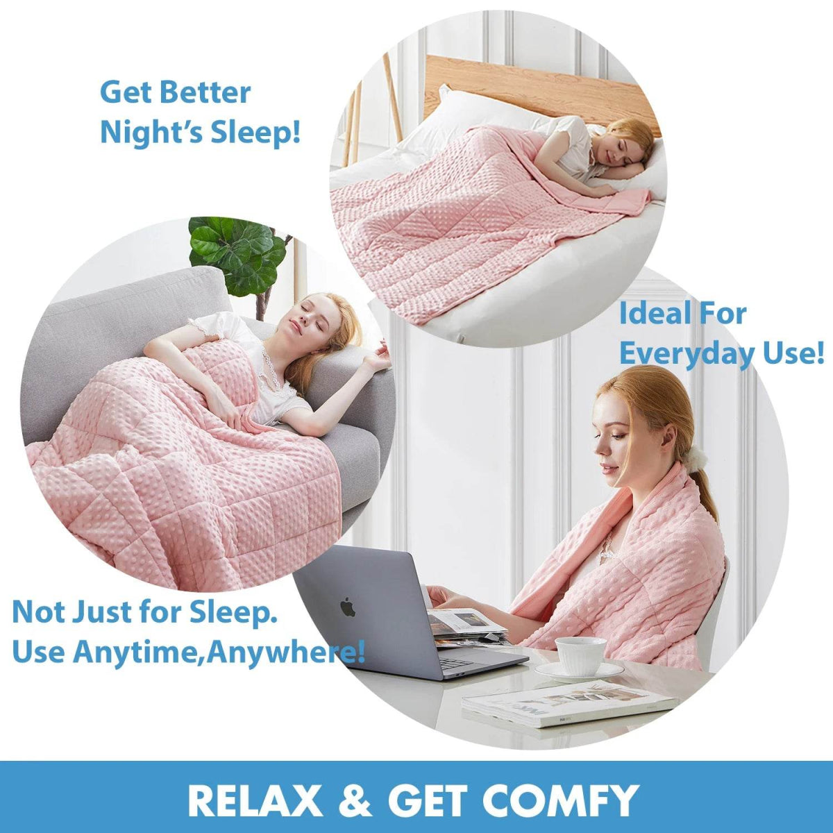 Pink Breathable Soft Minky Weighted Throw Blanket for All Season Single Double Couple Weighted Haveay Blanket with Glass Beads - Sleep Galleria