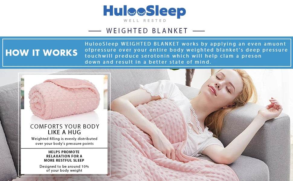 Pink Breathable Soft Minky Weighted Throw Blanket for All Season Single Double Couple Weighted Haveay Blanket with Glass Beads - Sleep Galleria