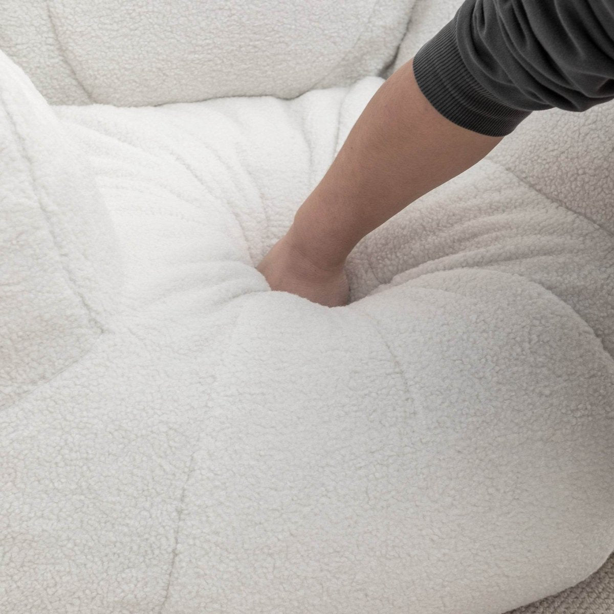Plush White Teddy Foam Bean Bag Chair - Sleep Galleria