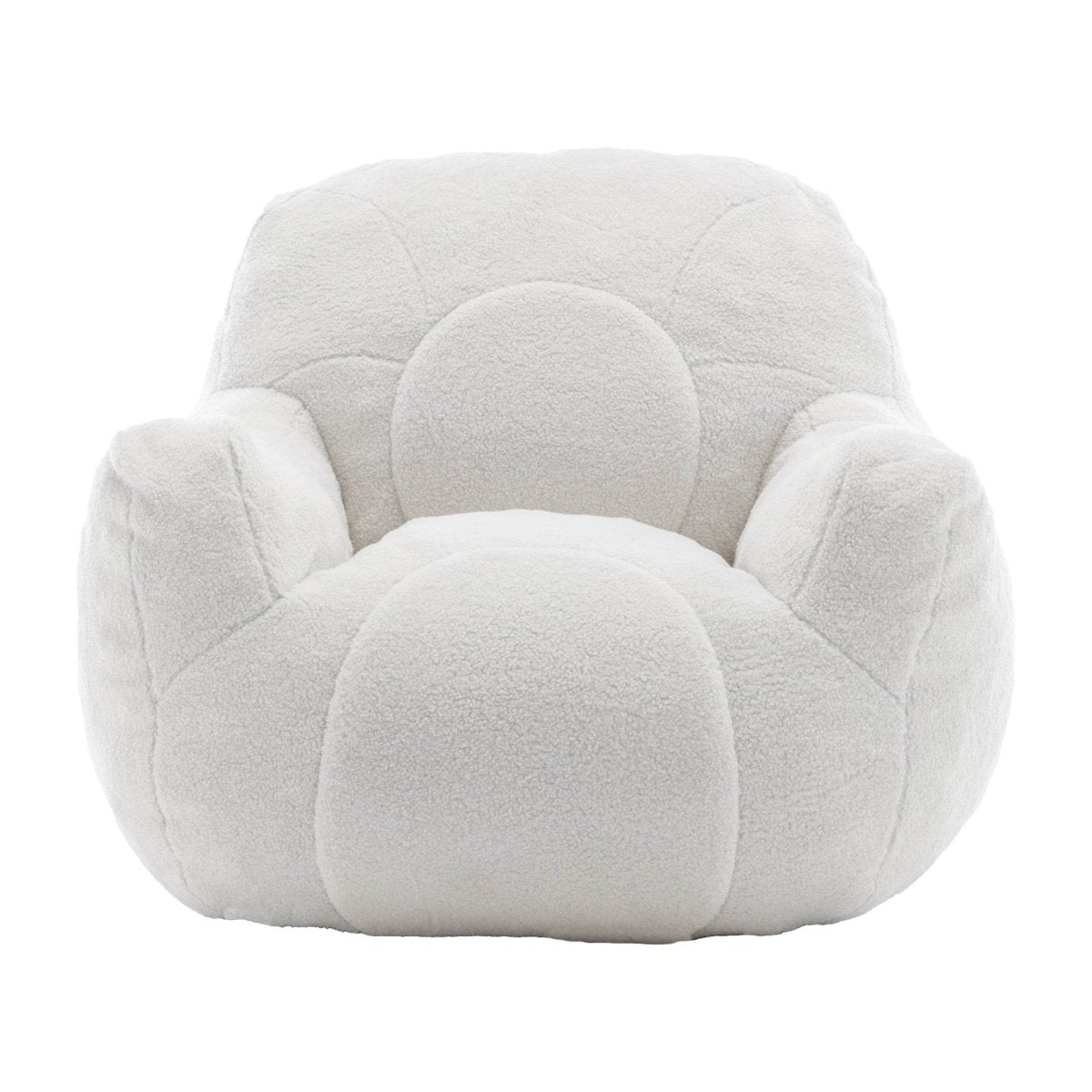 Plush White Teddy Foam Bean Bag Chair - Sleep Galleria