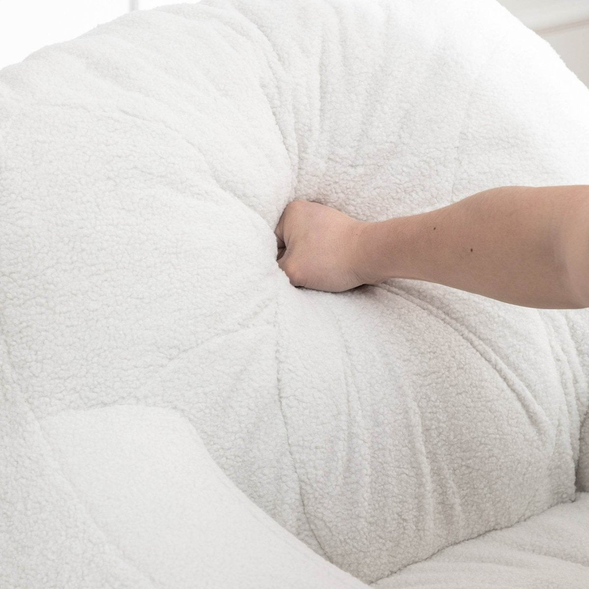 Plush White Teddy Foam Bean Bag Chair - Sleep Galleria