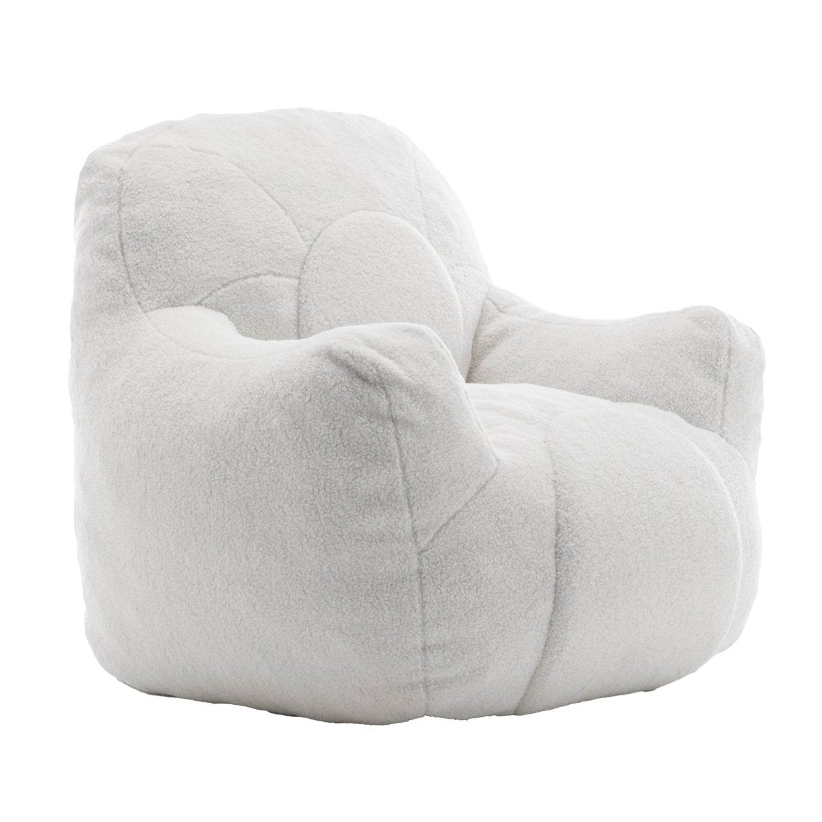 Plush White Teddy Foam Bean Bag Chair - Sleep Galleria
