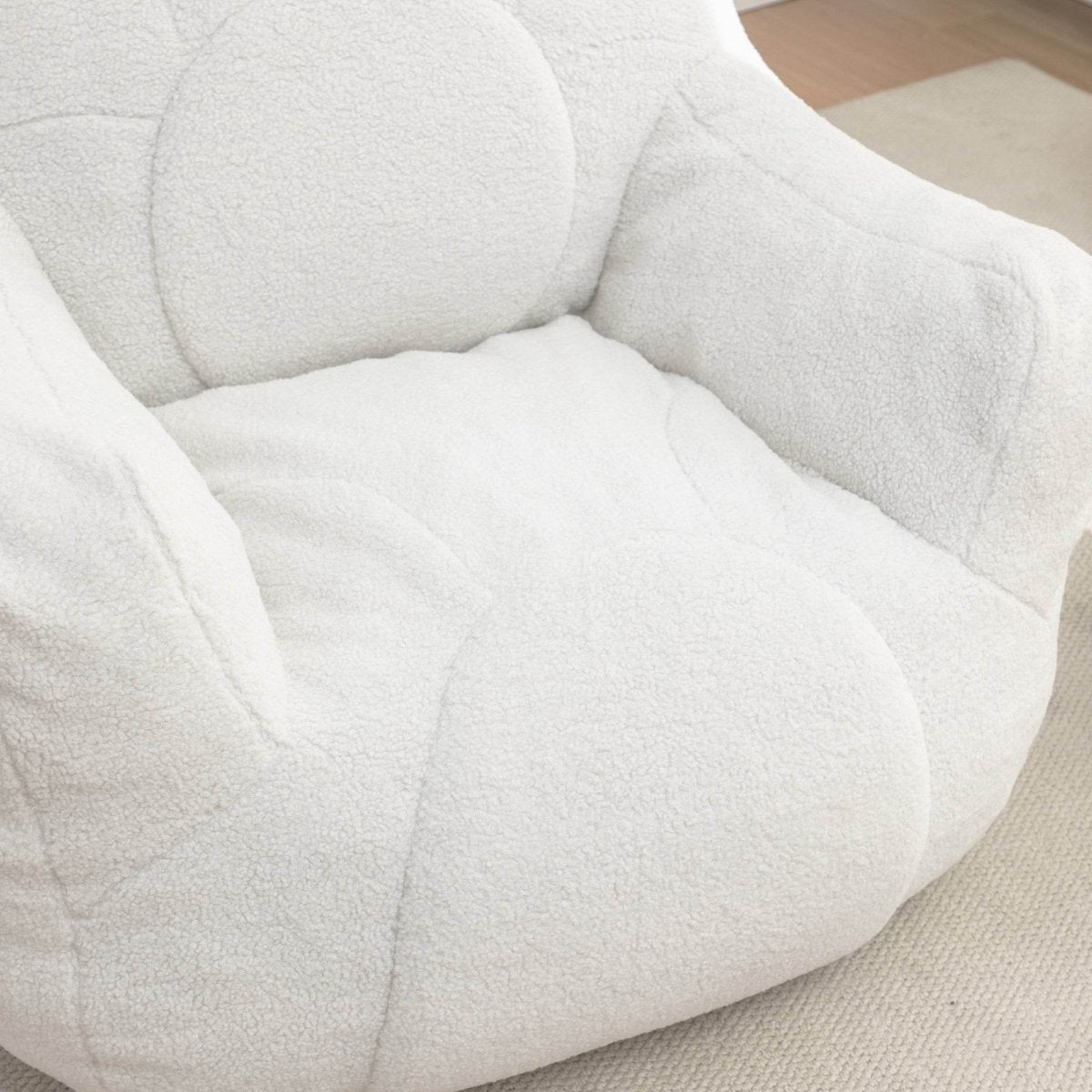 Plush White Teddy Foam Bean Bag Chair - Sleep Galleria