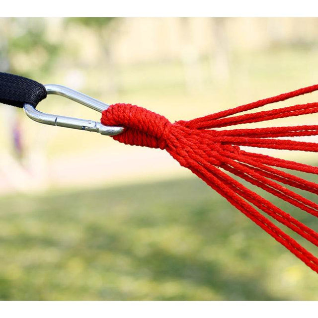 Portable Outdoor Hammock for Garden, Balcony & Backyard - Breathable Anti-Rollover Design, Stable Knots, Blue & Green Striped Fa - Omega Lifestyles