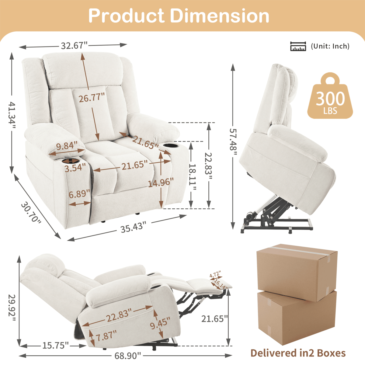 Power Lift Recliner Chair - Light Gray - Sleep Galleria