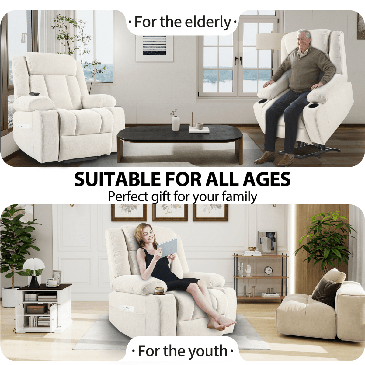 Power Lift Recliner Chair - Light Gray - Sleep Galleria