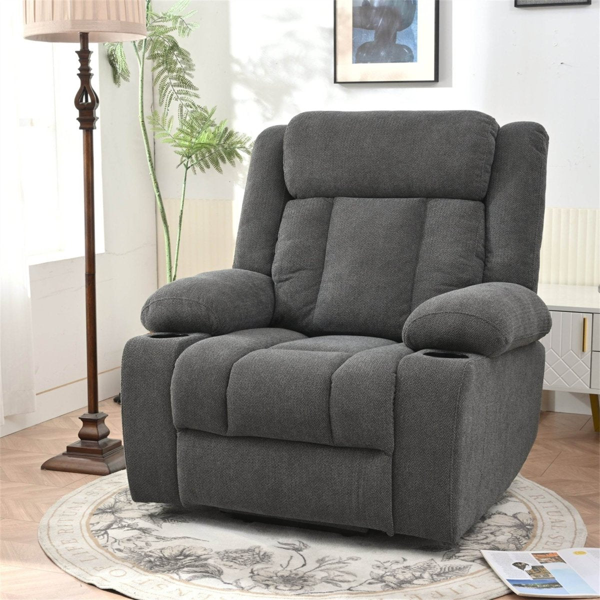 Power Lift Recliner Chair with Extended Footrest - Dark Gray - Sleep Galleria