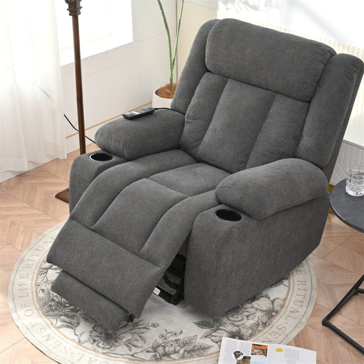 Power Lift Recliner Chair with Extended Footrest - Dark Gray - Sleep Galleria