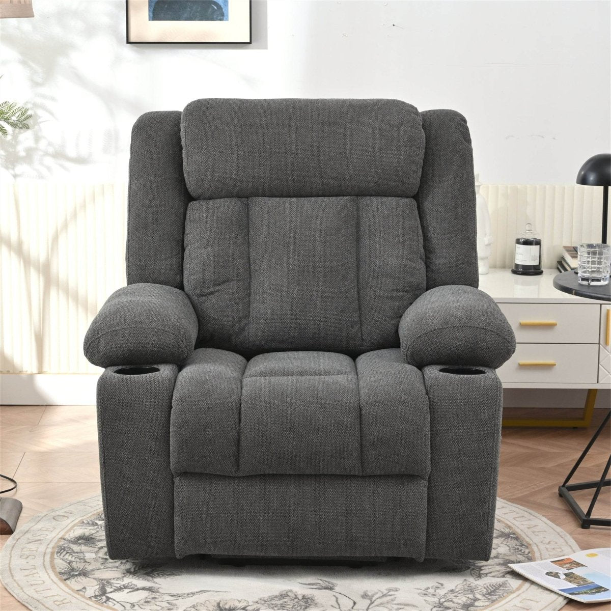 Power Lift Recliner Chair with Extended Footrest - Dark Gray - Sleep Galleria